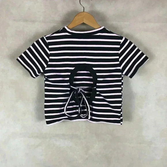 PLASMA SPHERE Korea Black/Pink Striped Crop Top - Picture 9 of 10